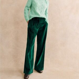 NWT Sezane Rodriguo Forest Green Wide Leg Trouser